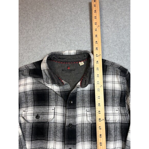 Woolrich Men’s Button‎ Up Shirt Buffalo Plaid White Black Size Medium - Picture 6 of 11
